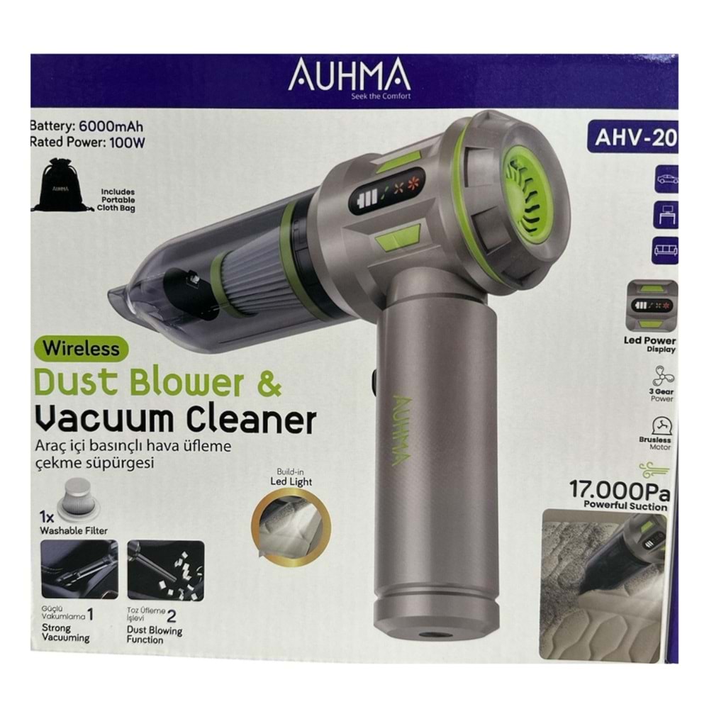 AUHMA ARAÇ İÇİ BASINÇLI HAVA ÜFLEME ÇEKME SÜPÜRGESİ