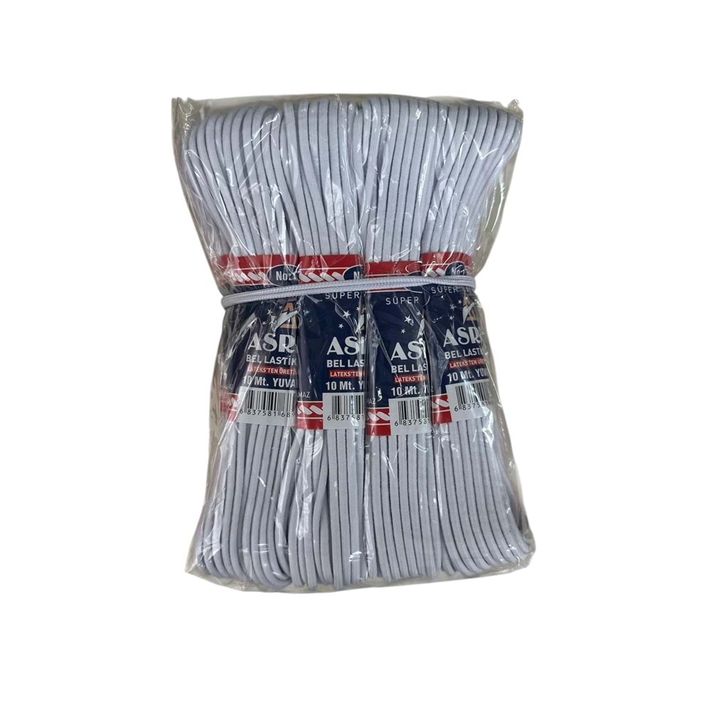 ASRIN BEL LASTİK YUVARLAK (10 MT BEYAZ)