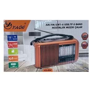 YAGE NOSTALJİK MÜZİK ÇALAR RADYO(AM/FM/SW/USB/TF)