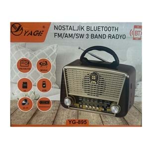 YAGE NOSTALJİK BLUTOOTH 3 BAND RADYO (FM/AM/SW)