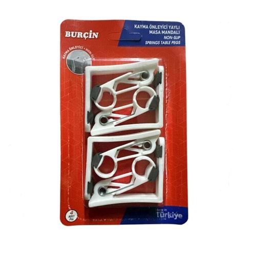 BURÇİN KAYMA ÖNLEYİCİ YAYLI MASA MANDALI 4LÜ