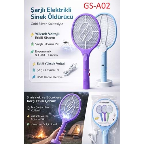 GOLD SİLVER ŞARJLI RAKET SİNEK ÖLDÜRÜCÜ (60)