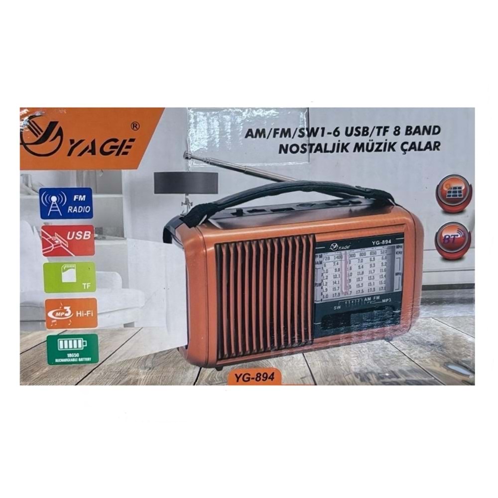 YAGE NOSTALJİK MÜZİK ÇALAR RADYO(AM/FM/SW/USB/TF)